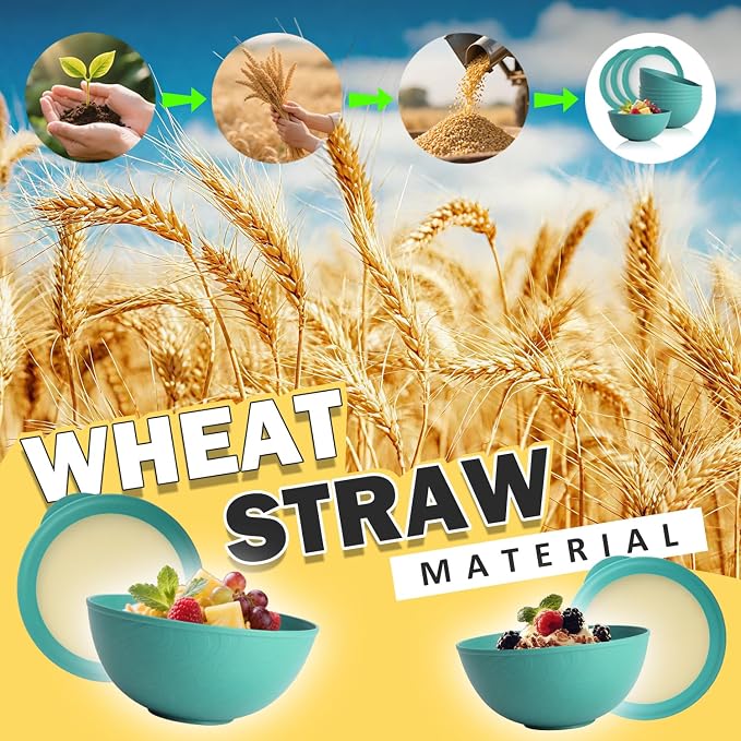 40 OZ Wheat Straw Bowls with Lids Set, Alternative Plastic Food Containers with - Image 5