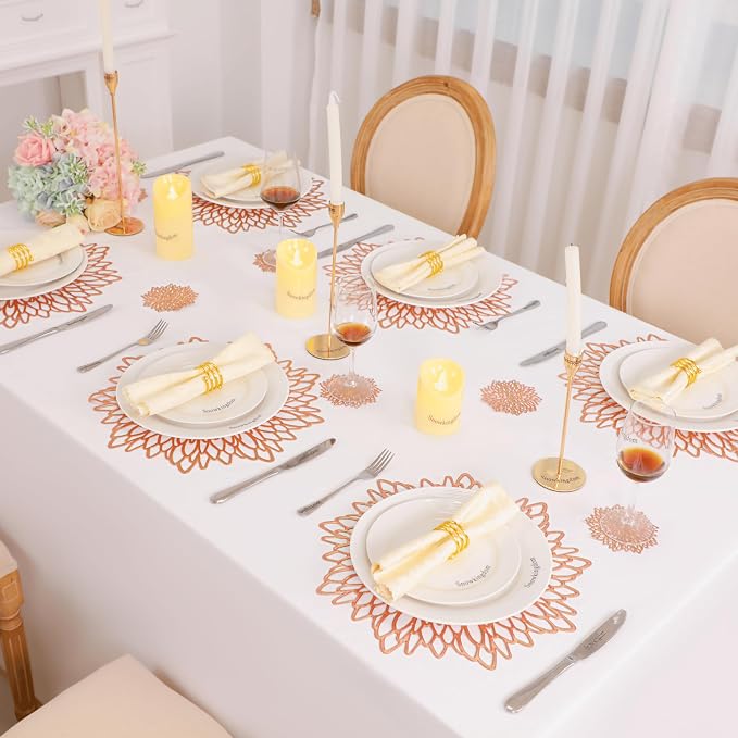 Snowkingdom 6 Pack Rose Gold Placemats Metallic Pressed Vinyl - Image 5