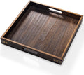 Serving Tray with Handles, Wood Decorative Tray, Square Large Serving Platter | by Hanber