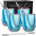 CHILLOUT LIFE 12 oz Stainless Steel Wine Tumblers 4 Pack by CHILLOUTLIFE