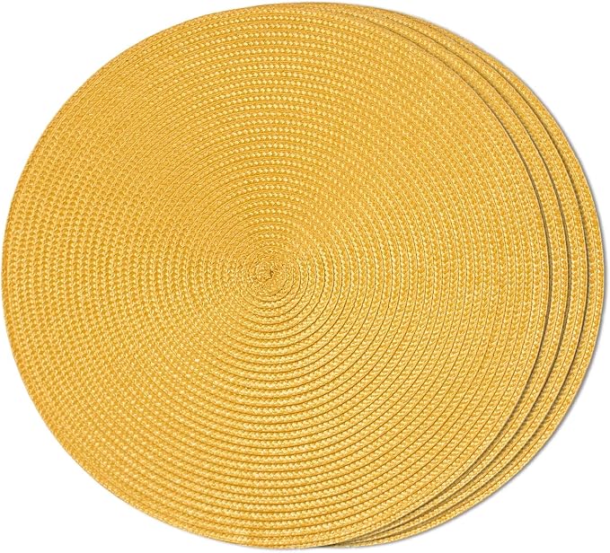 FunWheat Round Braided Placemats Set of 4 Table Mats by FunWheat