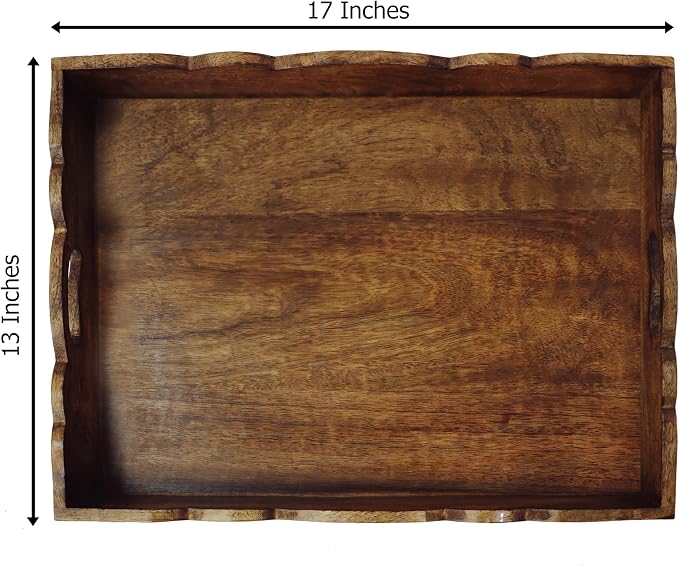 COTTON CRAFT Hand Carved Wooden Serving Tray - Image 2