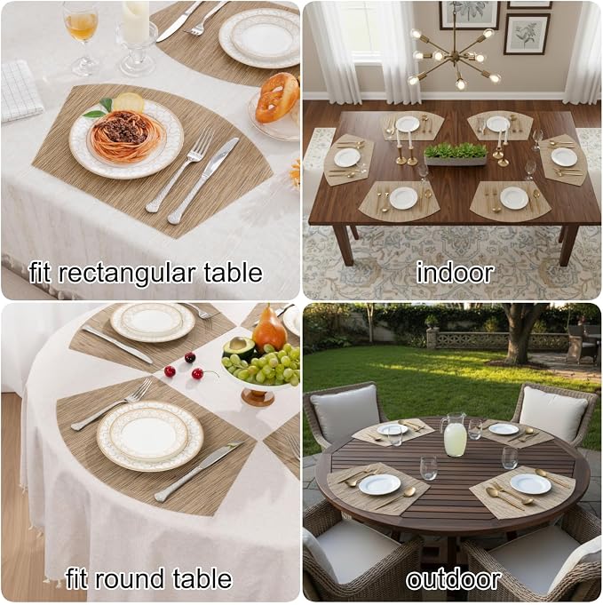 SHACOS Wedge Shape Placemats Set of 4 Woven Vinyl Placemat - Image 5
