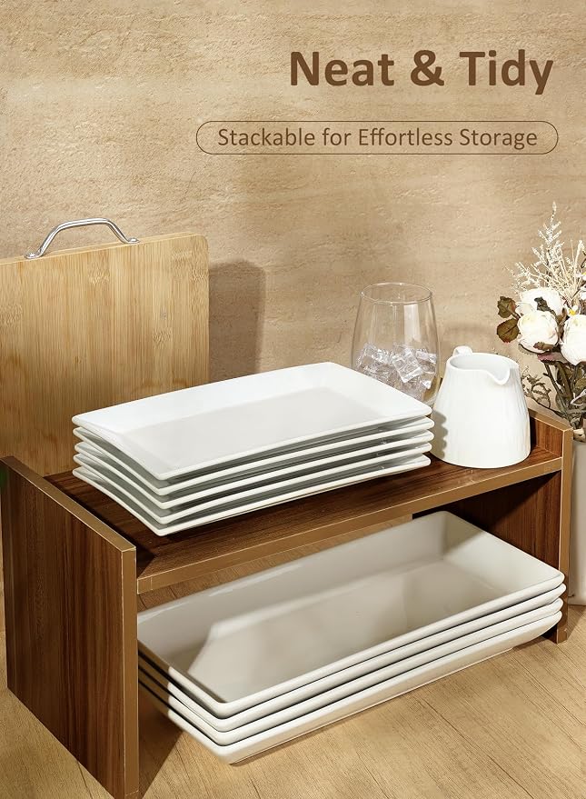 Porcelain Rectangular Dinner Platters, 9.75 Inch Rectangle Serving Plates - Image 7