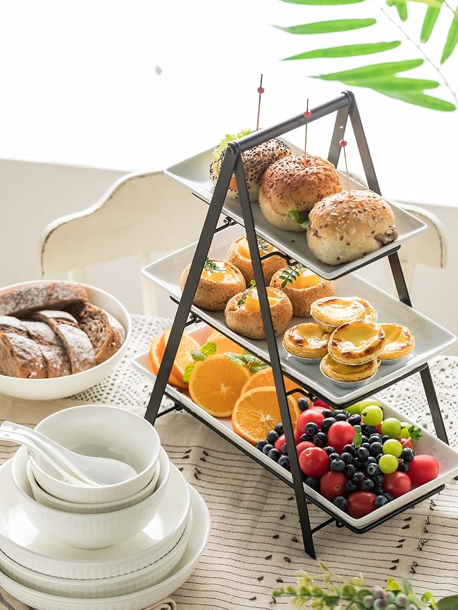 YHOSSEUN 3 Tier Serving Tray Tiered Tray Stand, 10+12+14 Inch, Large Serving - Image 3