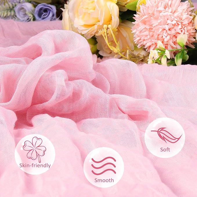 12 Pack Pink Cheesecloth Table Runner 17 x 108 Inch | Boho Gauze Cheese Cloth - Image 5