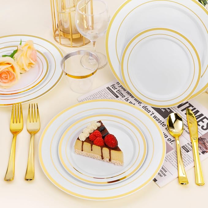 BESTSTAR 100PCS White Plastic Plates - Image 5