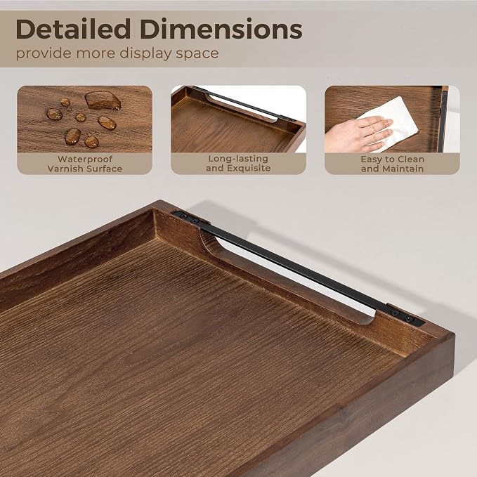 Wooden Serving Tray with Metal Handles|Ottoman Tray - Image 4