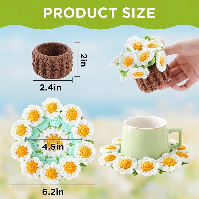 Crochet Flower Coasters, Handmade Bouquet Coasters - Image 2