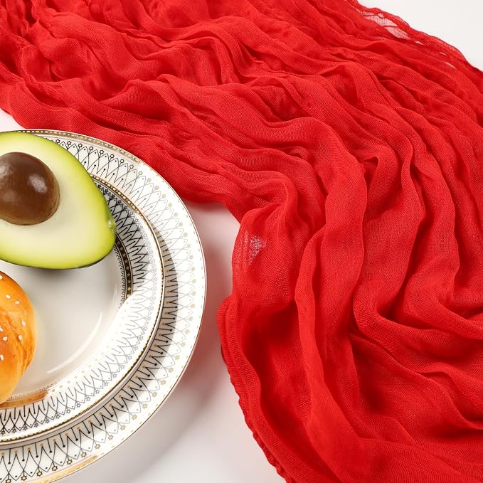 12 Pack 10Ft Red Cheesecloth Table Runner 23 x 120 Inch | Gauze Rustic Boho - Image 5