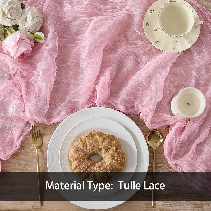 12 Pack Pink Cheesecloth Table Runners, 120 Inch 10Ft Blush Pink Gauze Table - Image 4