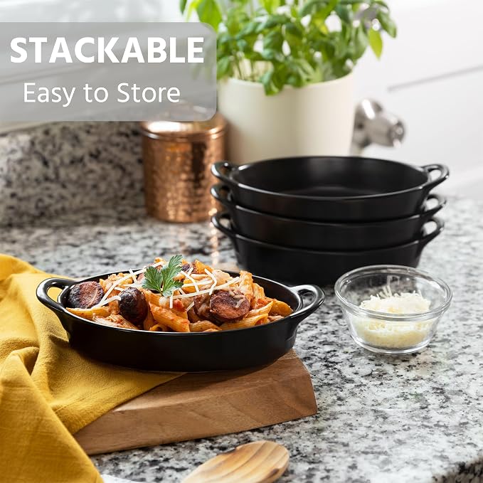 Oval Au Gratin Baking Dishes for Oven Safe and Microwave Cooking and Baking - Image 4