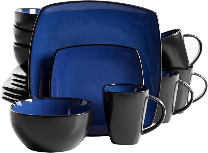 Gibson Elite Soho Lounge Square Reactive Glaze Stoneware Dinnerware Set by GibsonHomewares