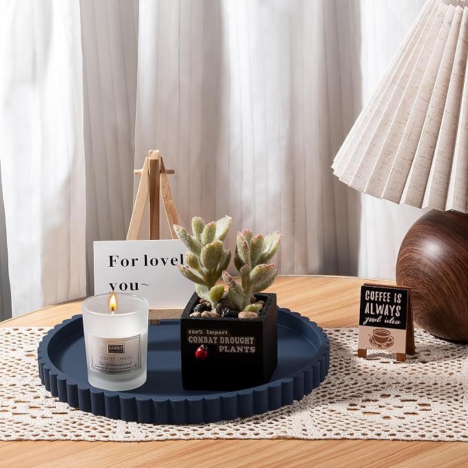Round Bathroom Tray Perfume Organizer Coffee Table Decor, Heat-Resistant - Image 7