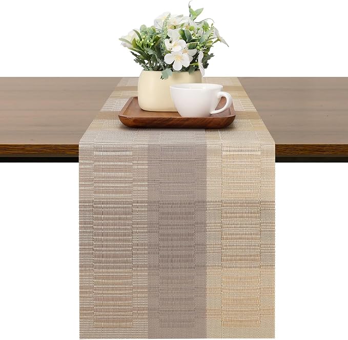Table Runner 88 Inches Long, Vinyl Woven Farmhouse Table Runners | Washable by Chitomars