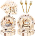 96 Pcs A Baby Is Brewing Baby Shower Decorations, Gender Reveal Tableware Set by EoBeCy