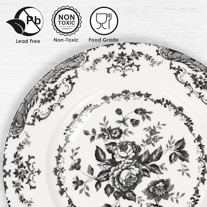 Salad Plates, 8.5 Inch Floral Plate, Microwave Safe, Dessert Plates, Porcelain - Image 3