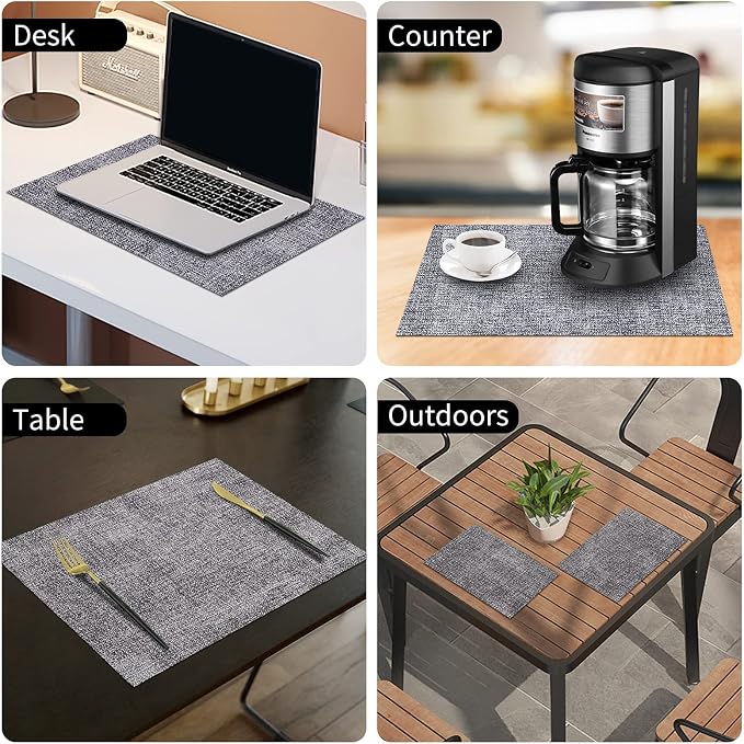 Faux Leather Heat Resistant Placemats 12 Packs, Waterproof Wipeable Dining PU - Image 9