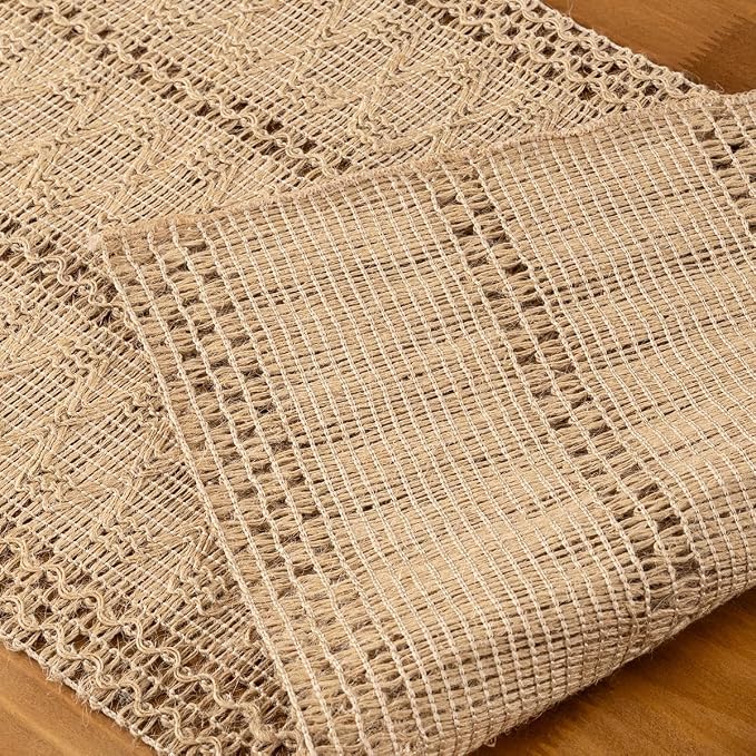 Burlap Boho Table Runner Farmhouse Jute Bamboo Table Runner 12x60 Inch | Small - Image 5