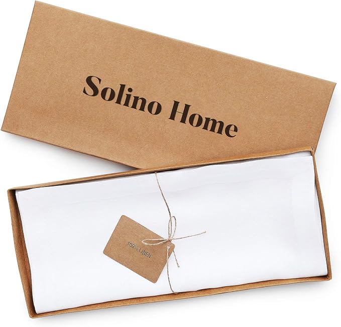 Solino Home 100% Linen Dining Table Runner White Woven, Fete 14 x 72 in | Table - Image 6