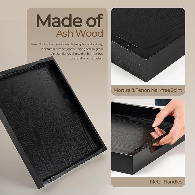 Wooden Serving Tray with Metal Handles|Ottoman Tray - Image 3