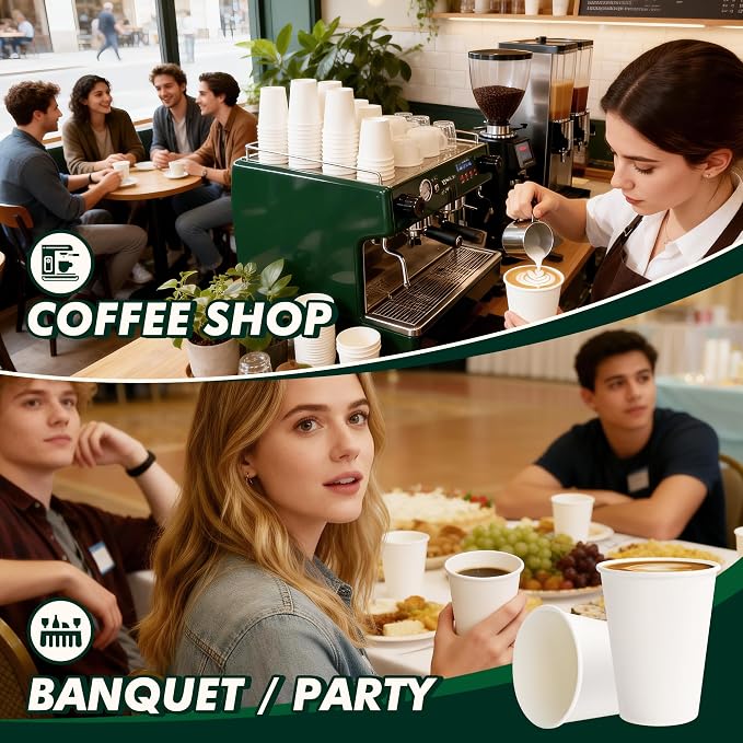 8 oz Paper Coffee Cups 1000 Pack White | Disposable, Hot Coffee Cup, To Go Cups - Image 6