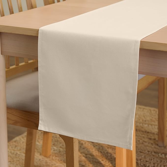 Encasa XO Table Runner, Cotton Canvas Dining Runner 13"x104" | Natural by EncasaXO