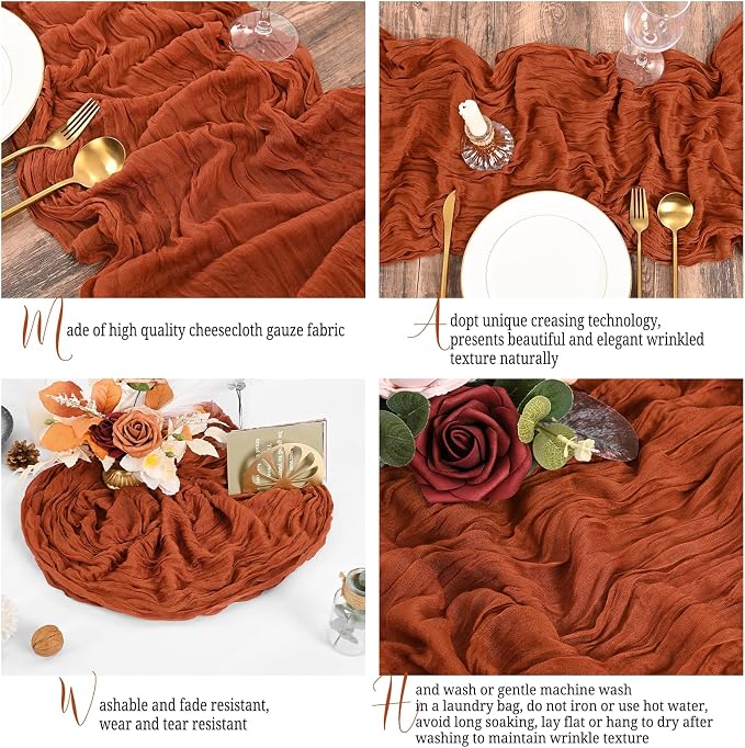 25 Pack Terracotta Fall Table Runner 17 x 108inch Cheesecloth Table Runner Boho - Image 4