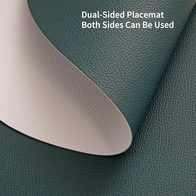 Myir JUN 15 Inches Round Placemats Set of 6 Faux Leather Place Mats | - Image 3