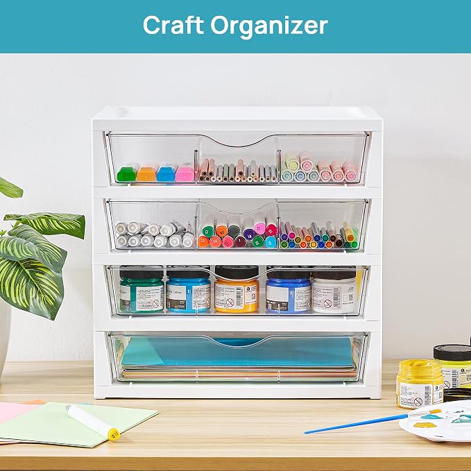 Vtopmart Clear Desktop Organizer, 4-Tier Drawer Storage - Image 7