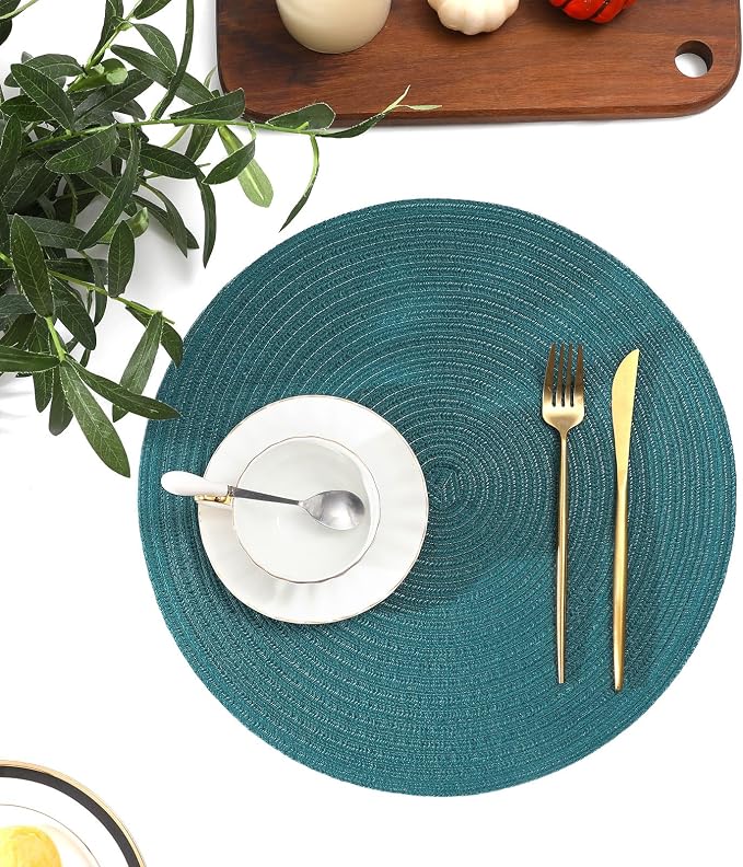 SHACOS Round Placemats Set of 4 Woven Braided Table Placemats 15 inch Circle - Image 6