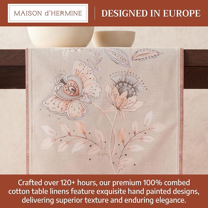 Maison d' Hermine Table Runner 100% Combed Cotton 14.5"x72" | Table Runners 72 - Image 3