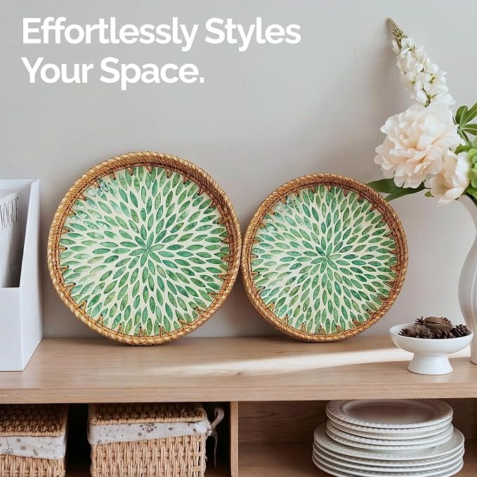 JUNGLE CULTURE Round Rattan Tray - Image 3