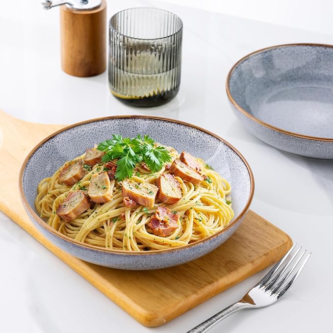 AmorArc 8.5'' Large Ceramic Pasta Bowls Set, 36oz Stoneware Bowls Set of 4 - Image 4