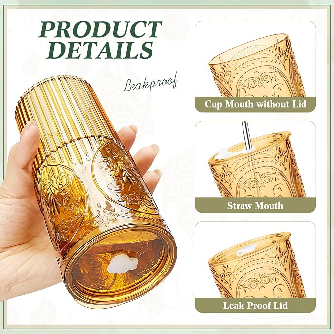 8 Set 20oz Vintage Plastic Tumbler - Image 3