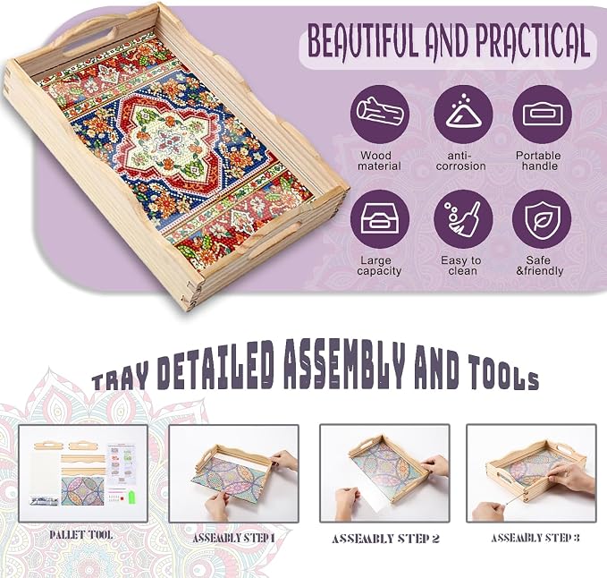 EWJRNSF Diamond Art Kits for Adults Wooden Serving Trays - Image 3