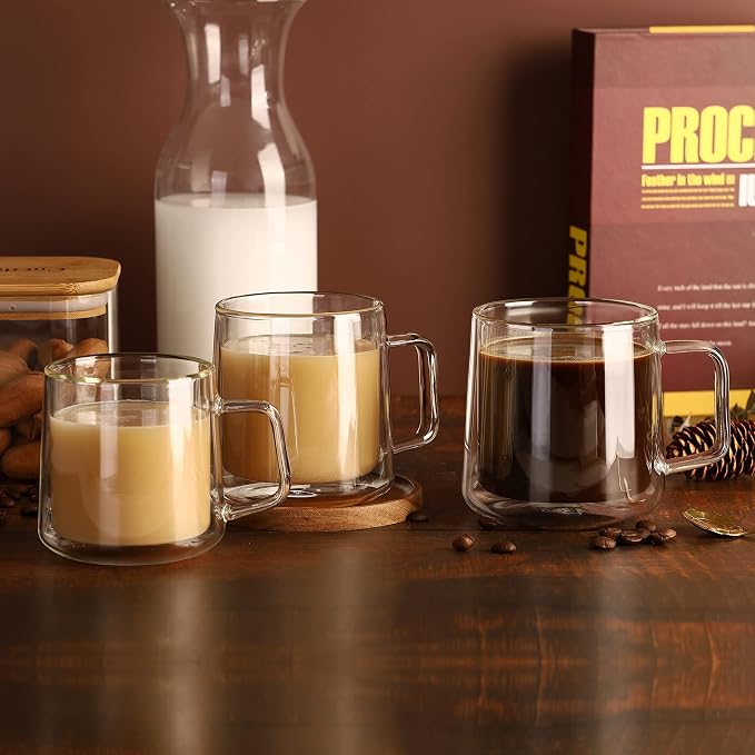 CNGLASS 12oz Glass Coffee Mugs, Double Wall Insulated Glass Cups - Image 6
