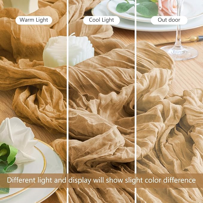 Cheesecloth Table Runner Khaki 10FT Boho Gauze Runner, 12 Pack | 120 Inch - Image 8