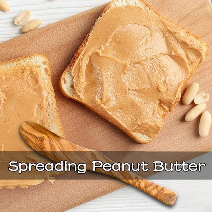 6.8 Inch Olive Wood Butter Knife Spreader, peanut butter on sandwiches - Image 7