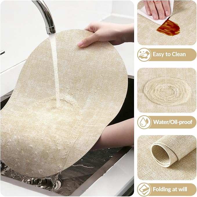 Placemats Set of 6, 11.8 x 17 Inch, Waterproof Wipeable Reversible PU Placemat - Image 5