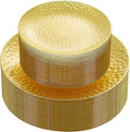 Rubtlamp 60Pcs Yellow Gold Plastic Plates, Hammered Plastic Plates Include 30 by Rubtlamp