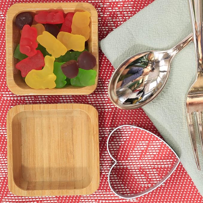 Snack Bowl Set, Small Bamboo Sauce Dish Dipping Bowls - Image 7