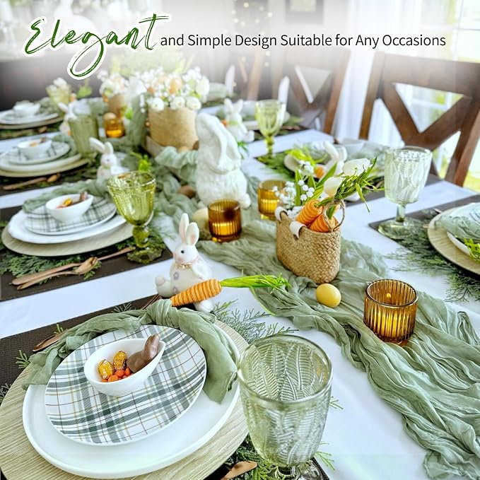 6 Pack Sage Green Cheesecloth Table Runner 17x108 Inch Semi Sheer Boho Gauze - Image 8