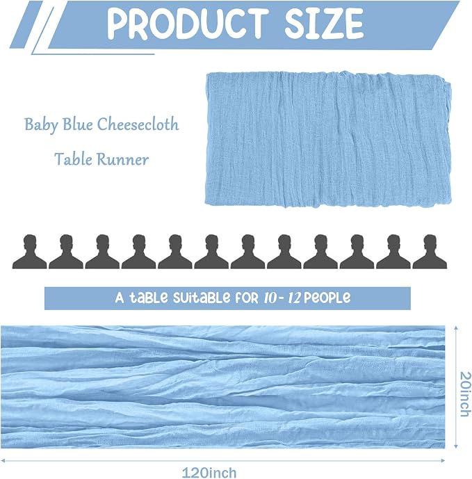 10 Pack Cheesecloth Table Runner 10FT Boho Gauze Rustic Fabric Table Runner - Image 2