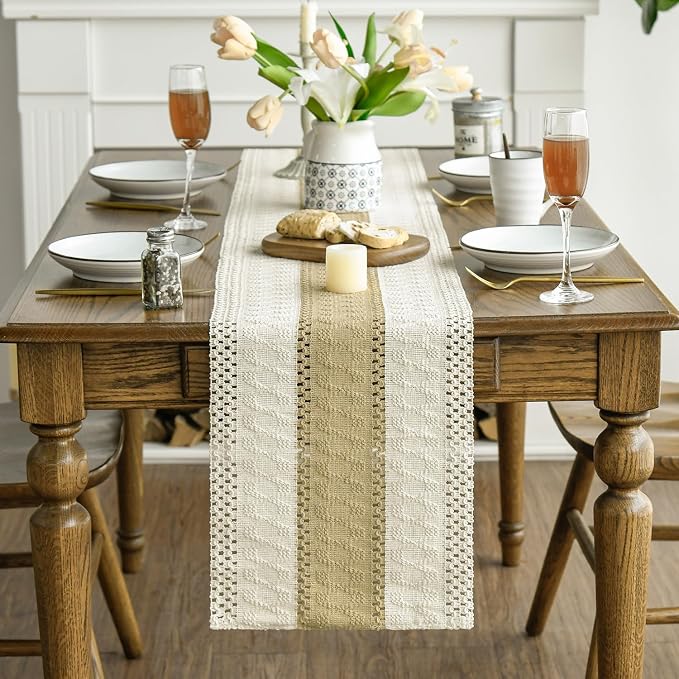 Artoid Mode Burlap Brown Farmhouse Rustic Table Runner 12x60 Inch | Seasonal - Image 2