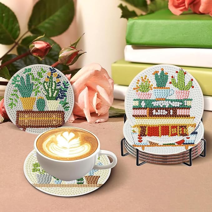 8 PCS Plant Diamond Art Coasters Kits | Diamond Paintings Coasters - Image 6