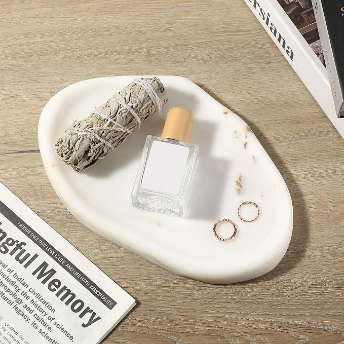 Luxurious White Marble Vanity Tray, Cloud Shape Serving Stone Key Tray - Image 6