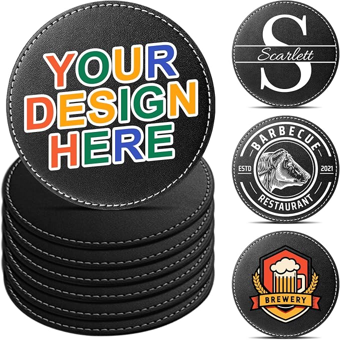 Custom Personalized Leather Coasters by Vebermo