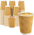 SIUQ 150 Pack 12 oz Disposable Coffee Cups, Insulated Corrugated Paper Cups | by SIUQ