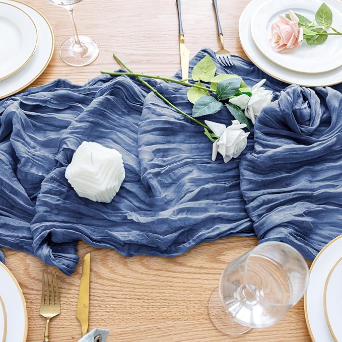 Cheesecloth Table Runner Blue 10FT Boho Gauze Runner, 12 Pack | 120 Inch Cheese - Image 5